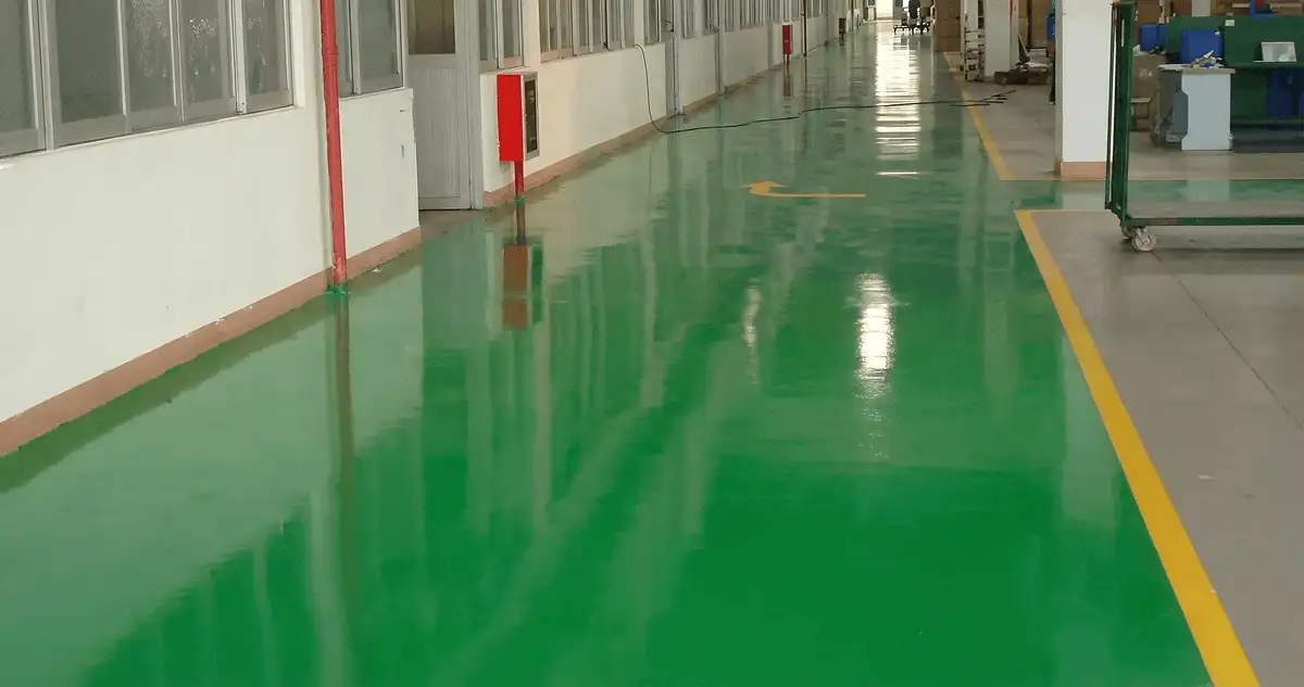 A factory floor professionally covered and marked with epoxy flooring in Long Beach, CA