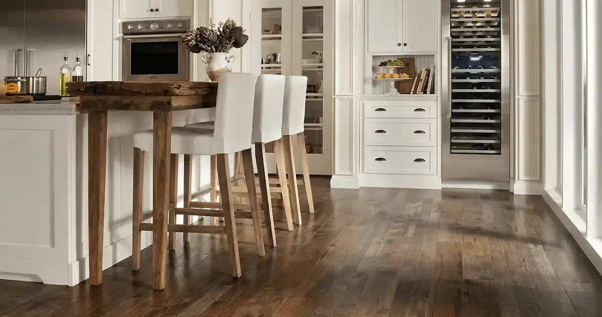 Professionally installed and refinished hardwood flooring in a residential home, showcasing smooth finish and natural wood tones in Long Beach, CA
