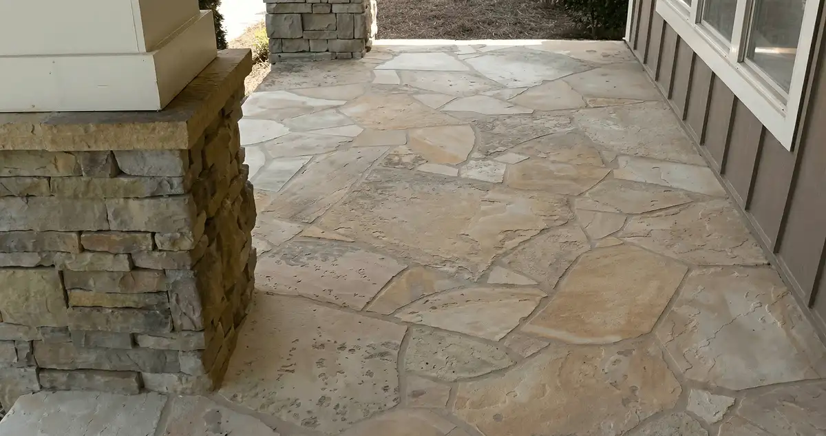 House entrance with professionally installed stone flooring in Long Beach CA